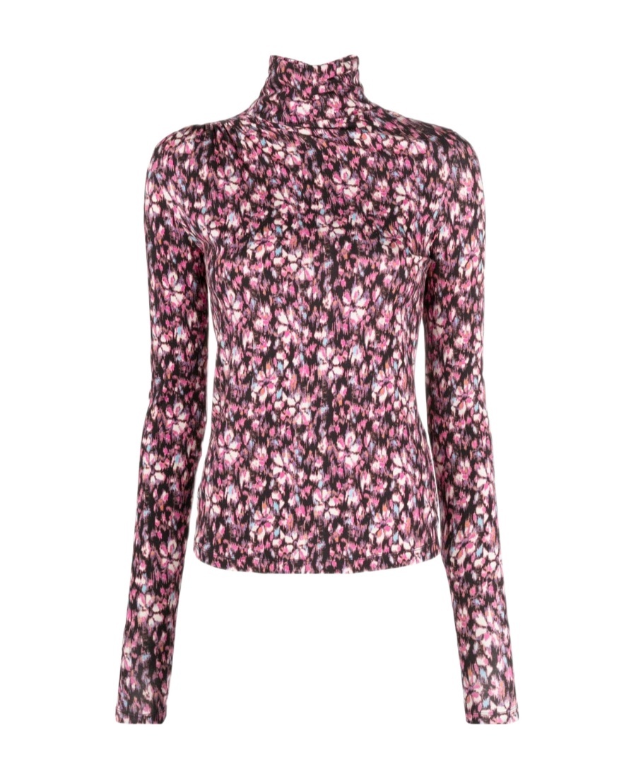 Isabel Marant Étoile Lou Ruched Long Sleeve Turtleneck Top In Pink