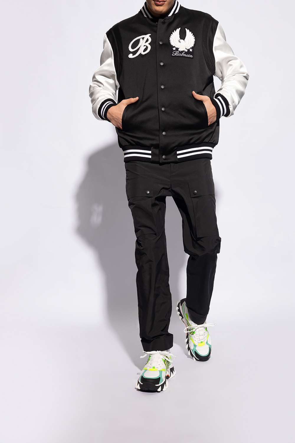 Balmain B-east Pb Trainers In Technical Materials And Mesh In White