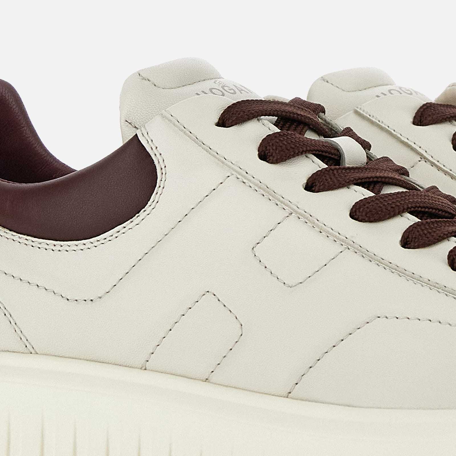 Hogan H-stripes Leather Sneakers In White