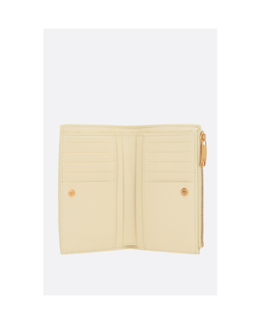 Bottega Veneta Cassette Bi-fold Leather Wallet In Nude