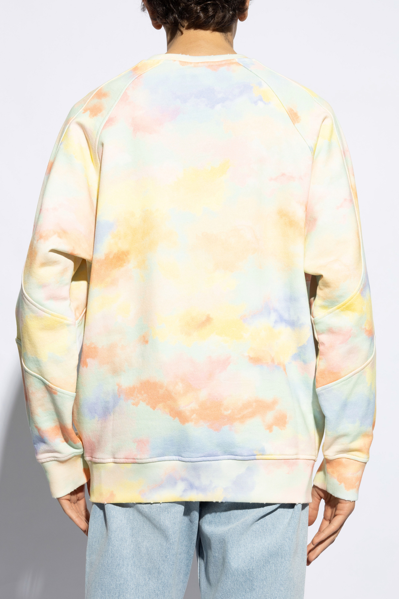 Balmain Logoed Sweatshirt With Distressed Trims In Nude