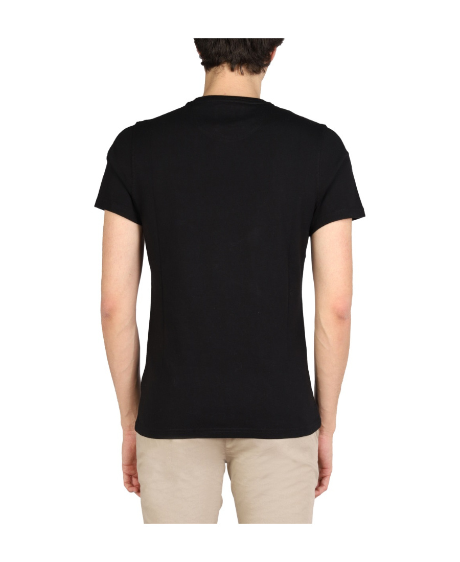 Shop Barbour Logo-embroidered Cotton T-shirt In Black