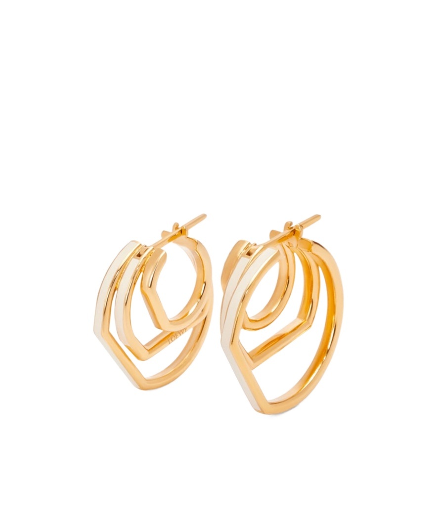 Loewe Stacked Hoop Earrings In Sterling Silver And Enamel In Gold