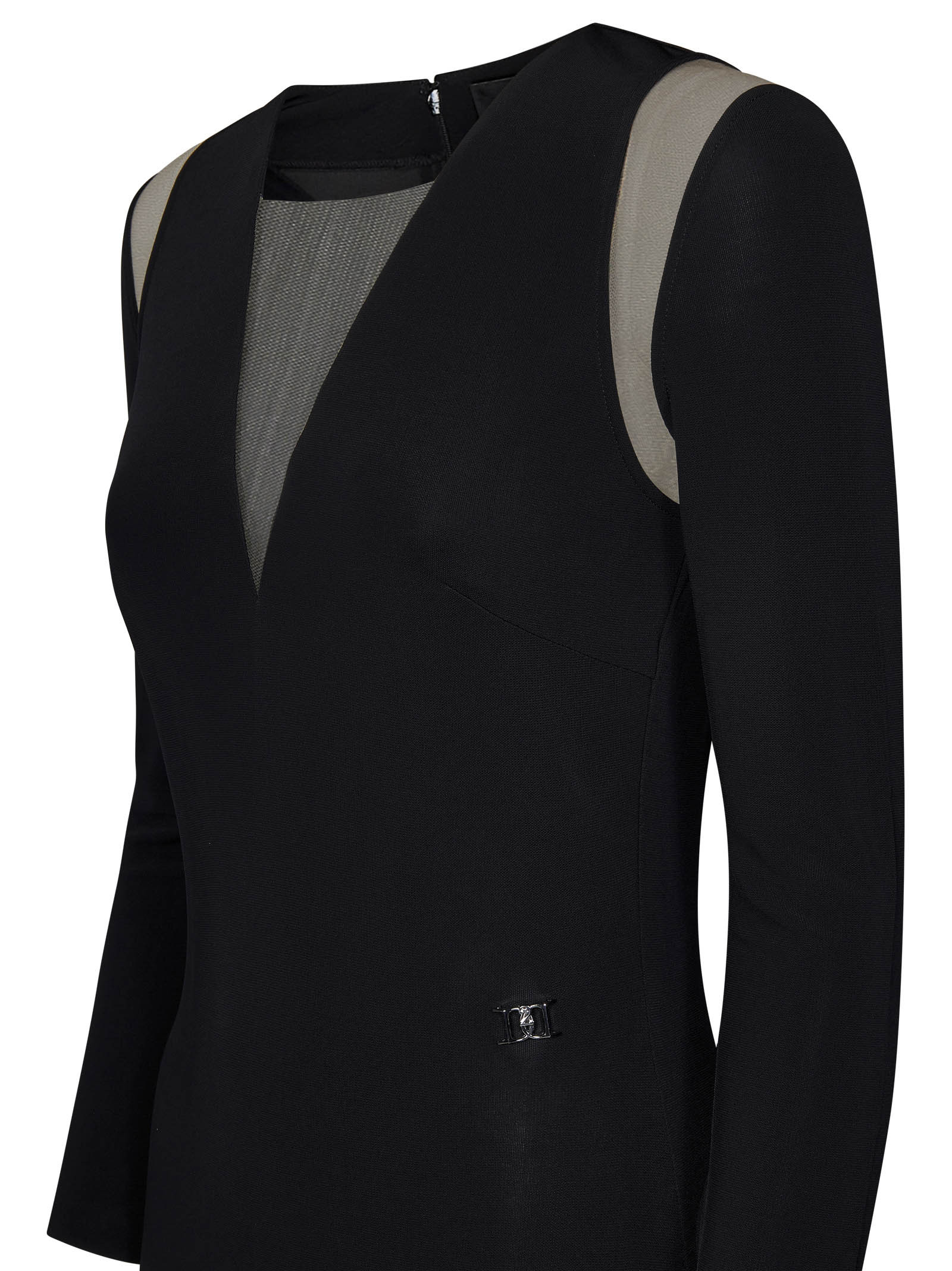 Dsquared2 V Neckline Short Viscose Dress In Black