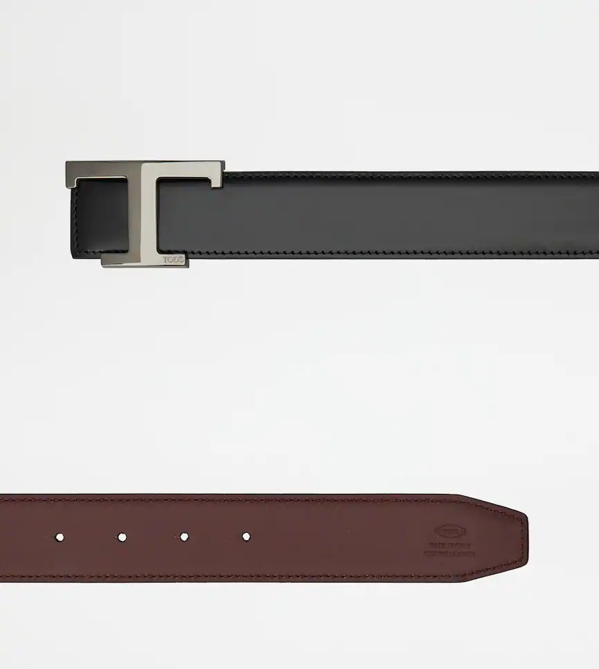 Tod's Leather Logo Lettering Belt In Black