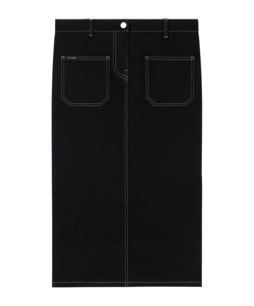 Courrèges Denim Midi Skirt In Black