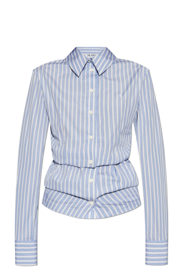 Shop Attico The Striped Long-sleeved Shirt In Blue