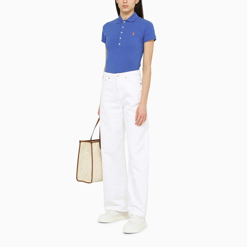 Polo Ralph Lauren Polo Julie 5 Bott. Slim-fit Polo In Blue