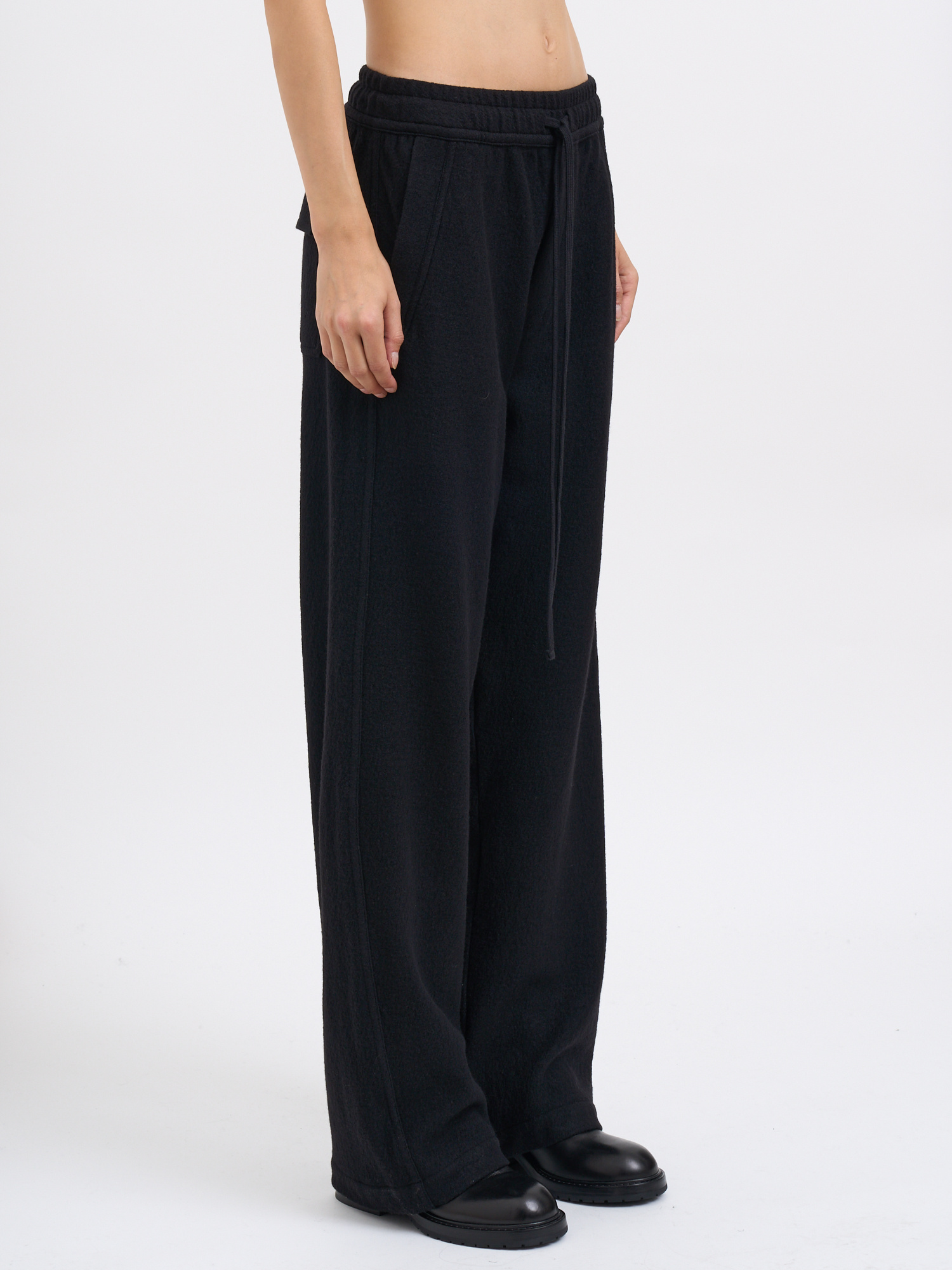 Thom Krom Pantalone In Lana A Gamba Larga In Black