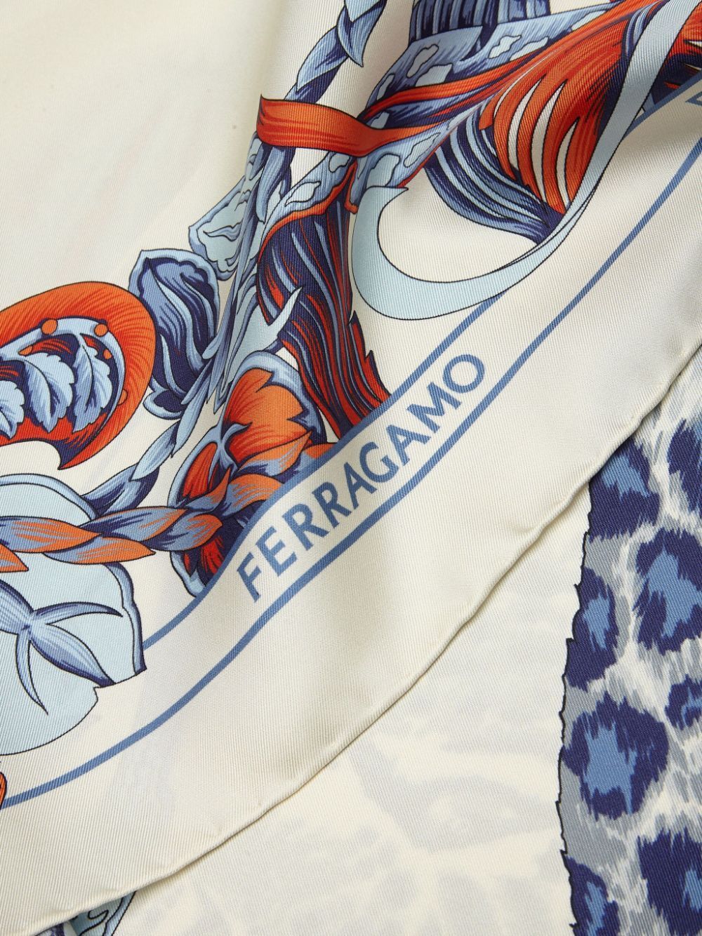 Ferragamo Square Color Pattern Scarf In Multicolor