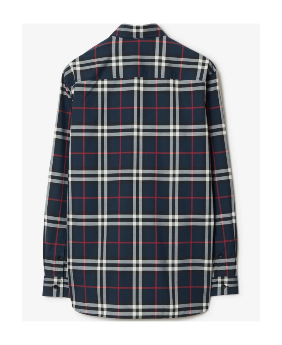 Burberry Check-pattern Cotton Shirt In Blue