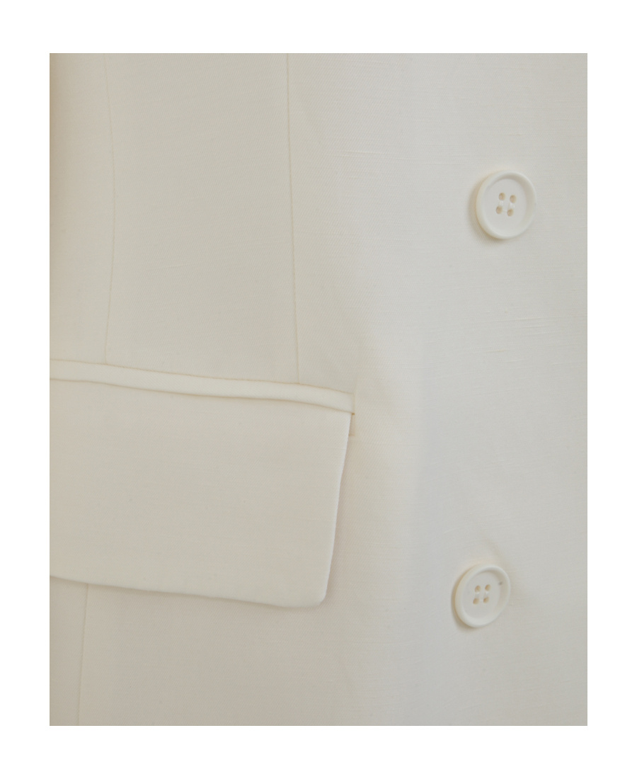 P.a.r.o.s.h Double-breasted Linen-blend Blazer In White