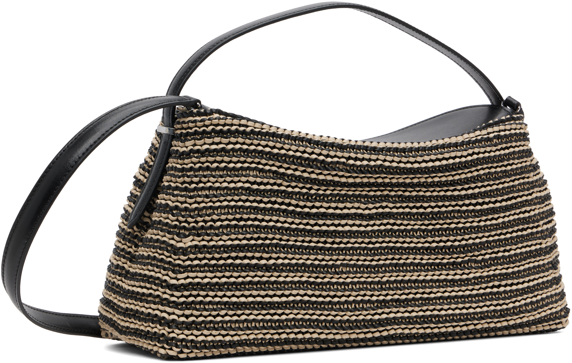 Totême T-lock Woven Leather Shoulder Bag In Black