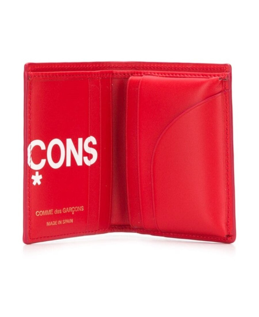 Comme Des Garçons Logo Printed Wallet In Red