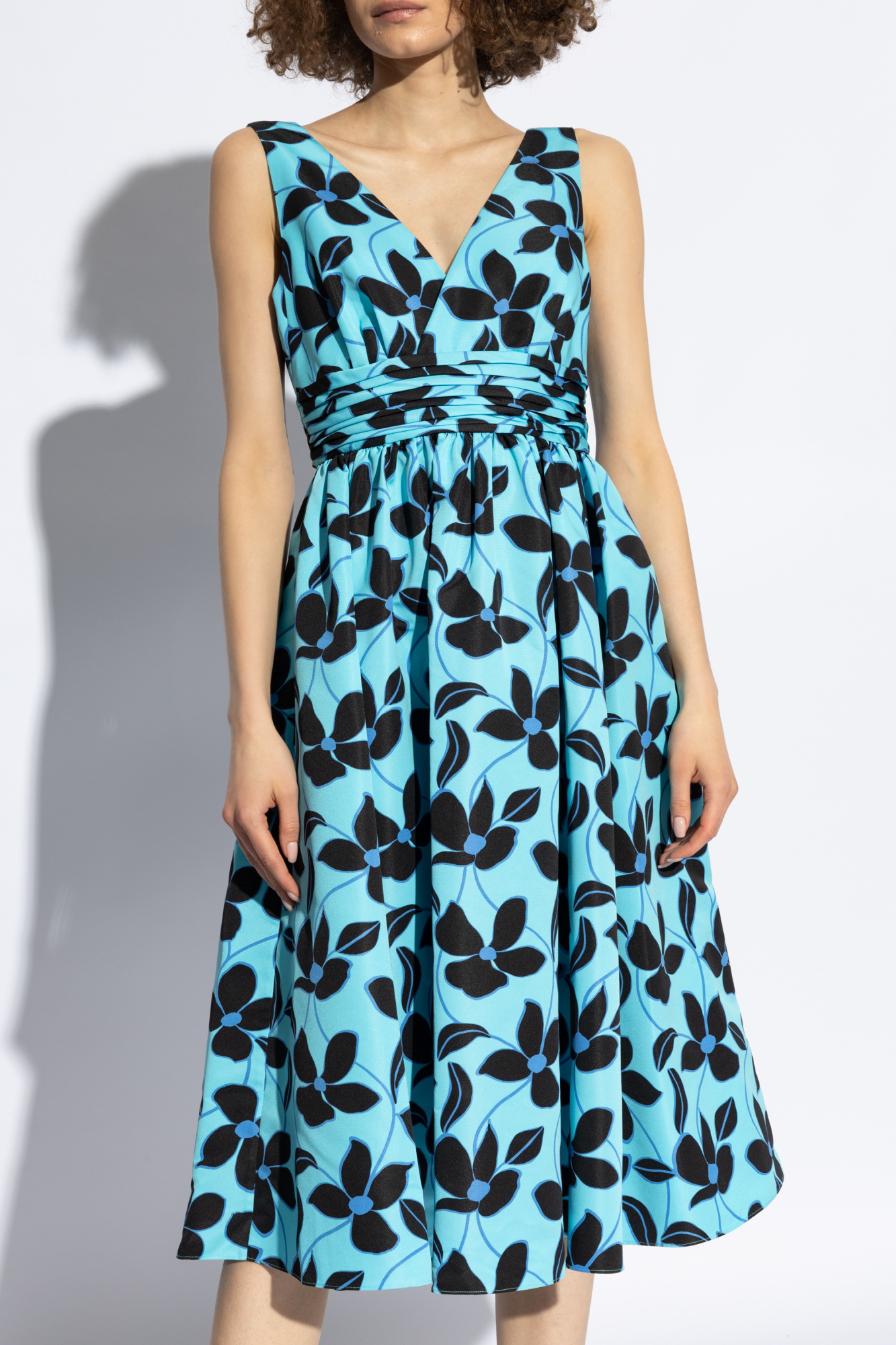 KATE SPADE FLORAL-PRINT V-NECK MIDI DRESS 