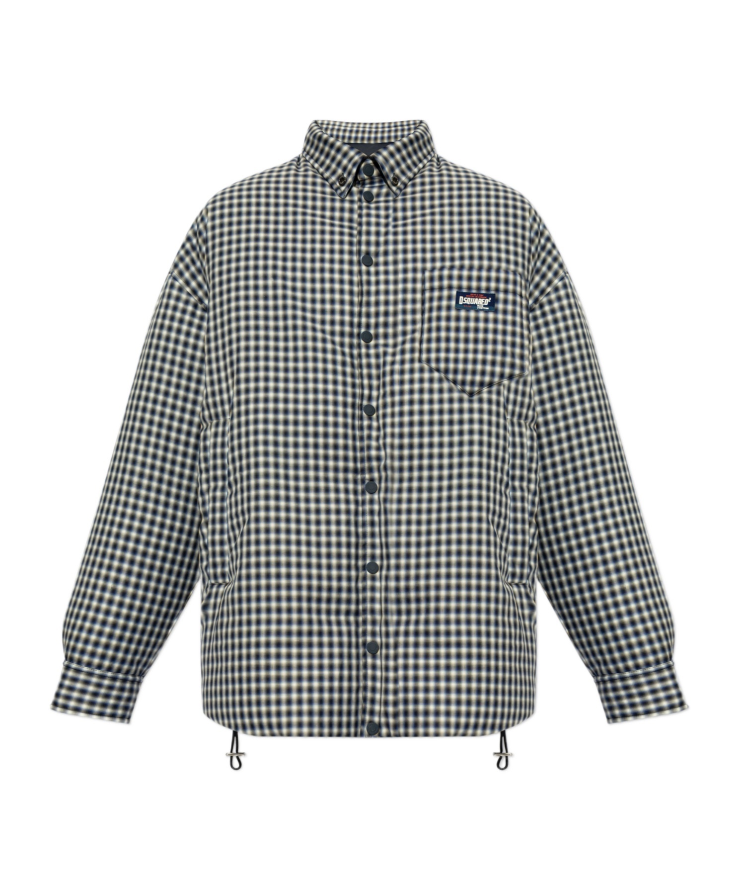 Dsquared2 Check-pattern Padded Jacket In Gray