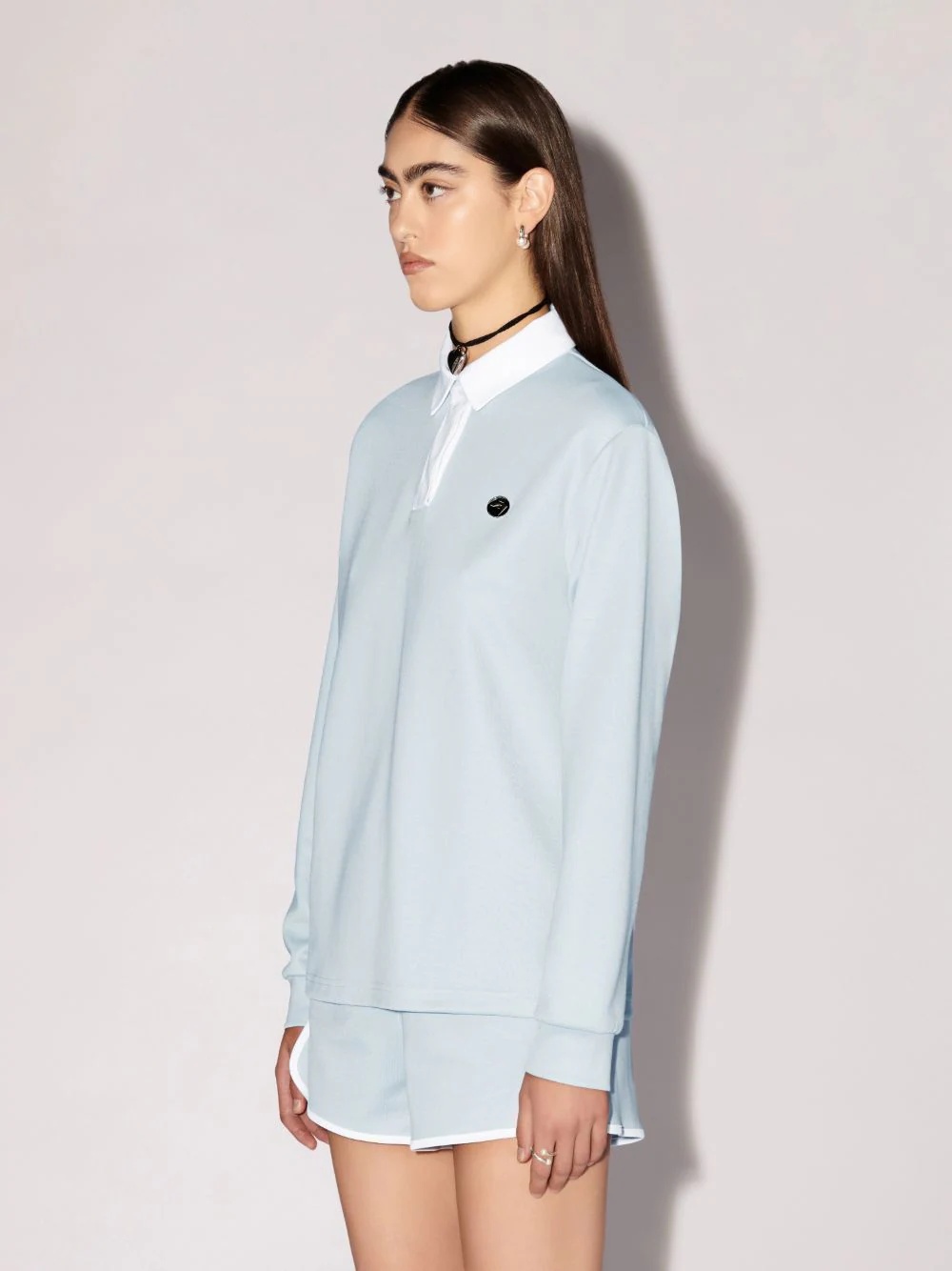 Ambush Polo-collar Logo-plaque Sweatshirt In White