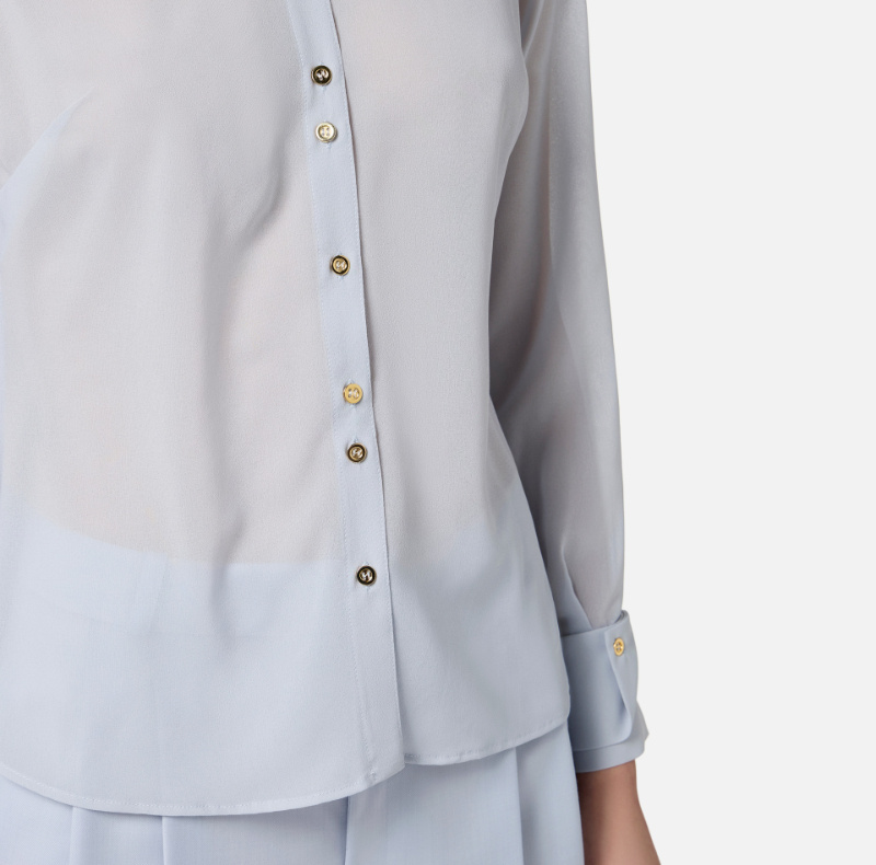 Elisabetta Franchi Shirt In Georgette Fabric In Silver