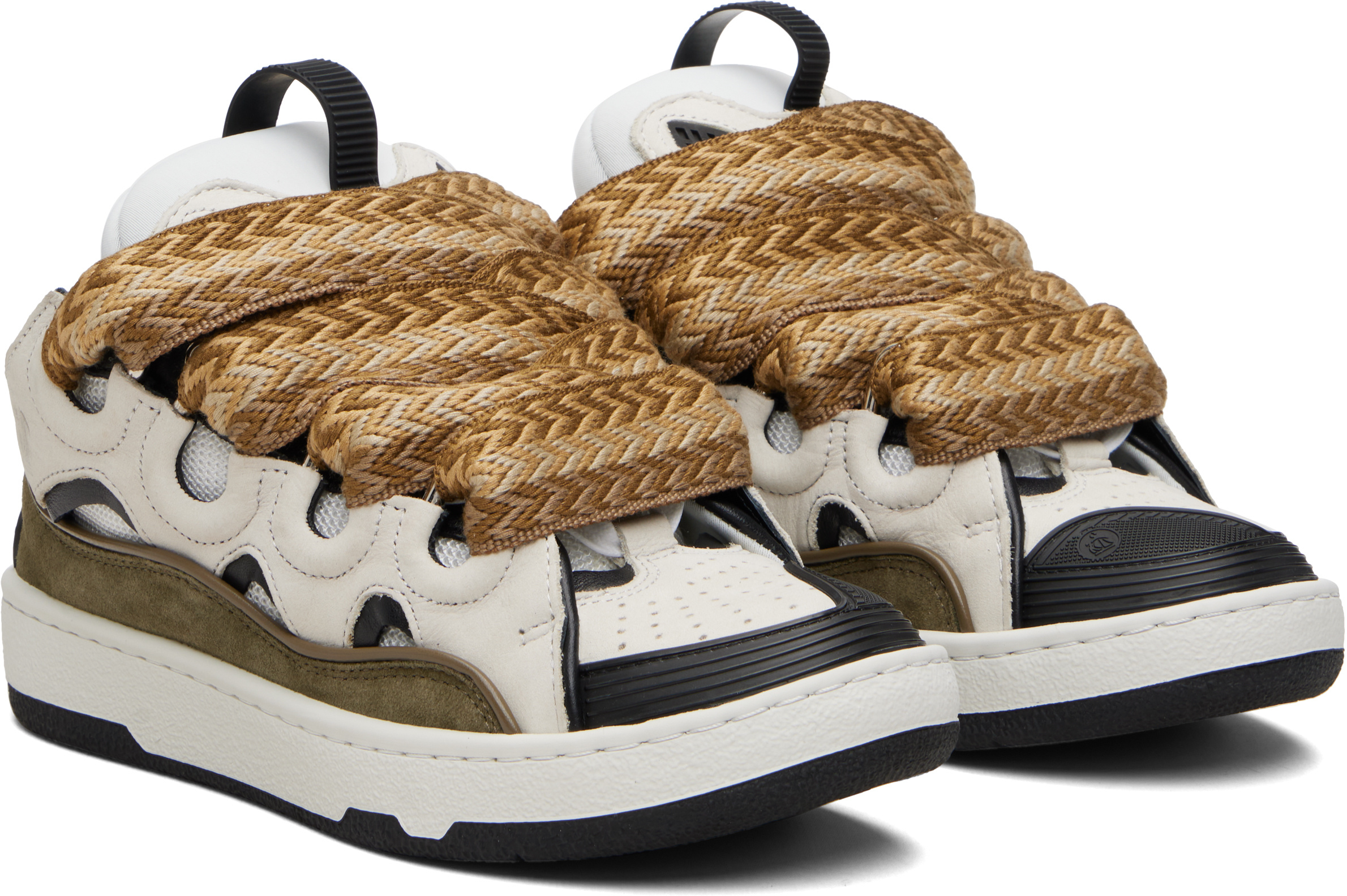 Lanvin Curb Leather Sneakers In White