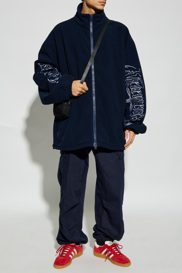 Vetements Navy Embroidered-logo Jacket In Black