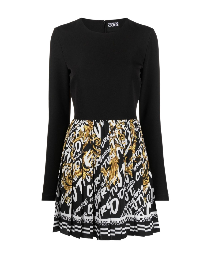 Versace Jeans Logo Brush Couture Dress In Black