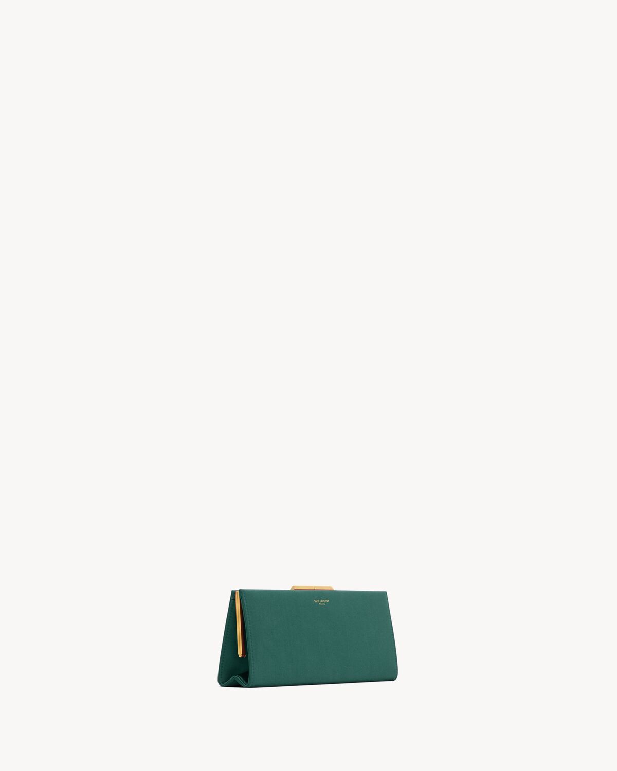 Saint Laurent Midnight Small Clutch In Satin In Blue