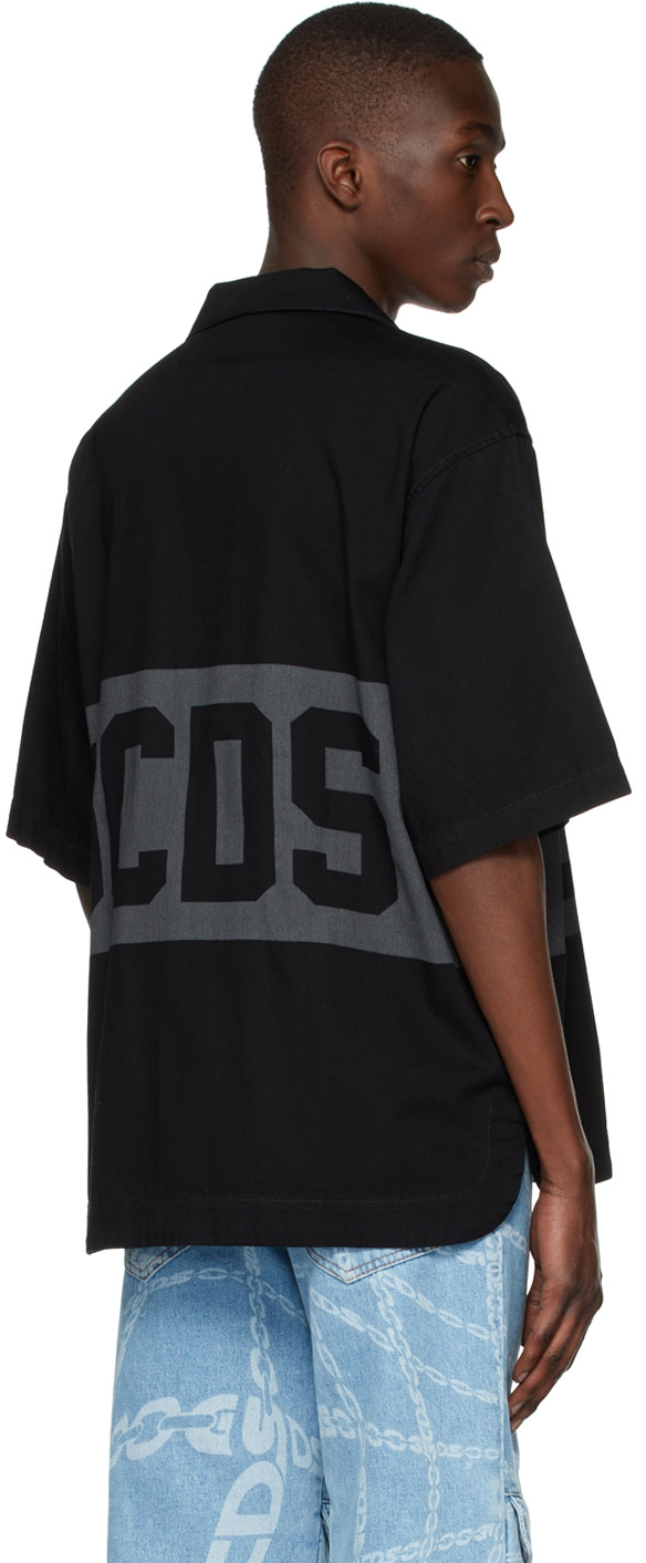 Gcds Logo-print Short-sleeved Shirt In Black