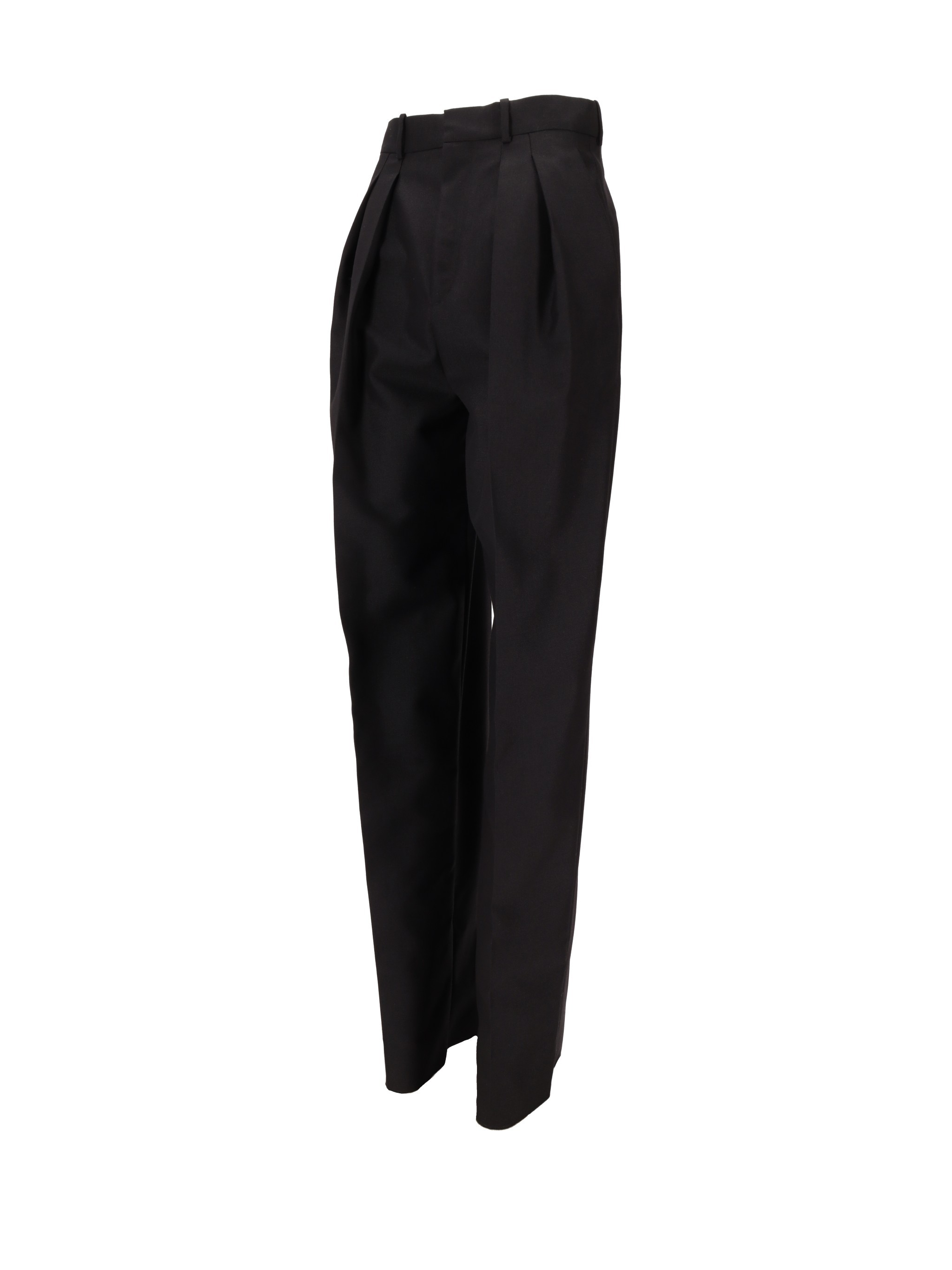 Saint Laurent Pleated-front Straight Trousers In Black