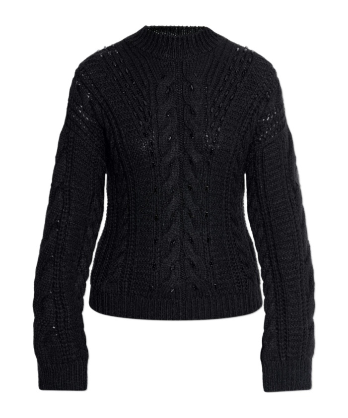 Moncler Embroidered Mohair Blend Sweater In Black