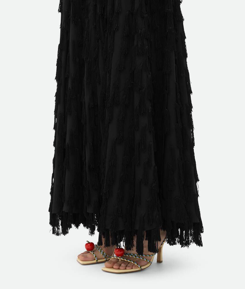 Shop Bottega Veneta Fringed Fil Coupe Crepe Dress In Black