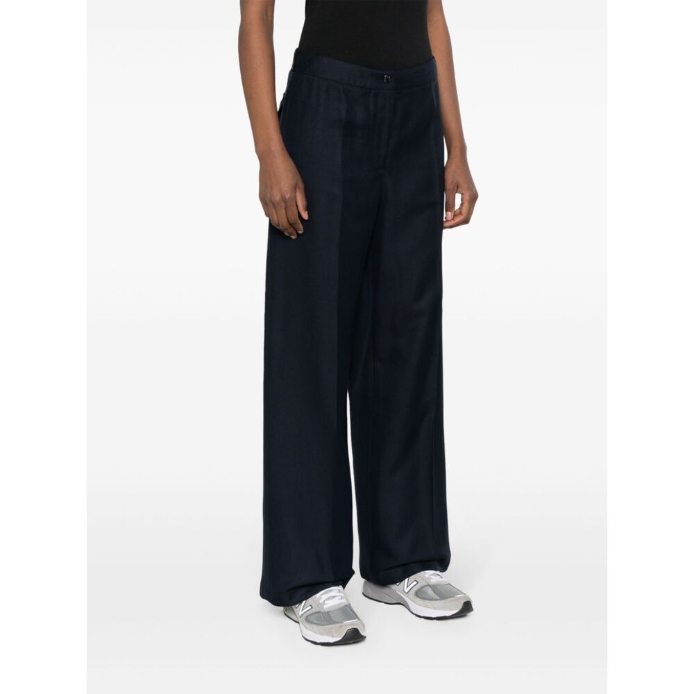Shop Moncler Twill Palazzo Trousers In Blue