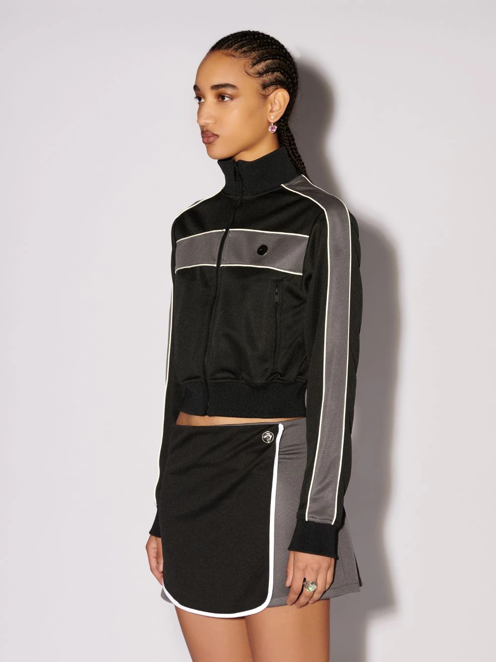 Shop Ambush Zip-up Striped Sweatshirt In Black