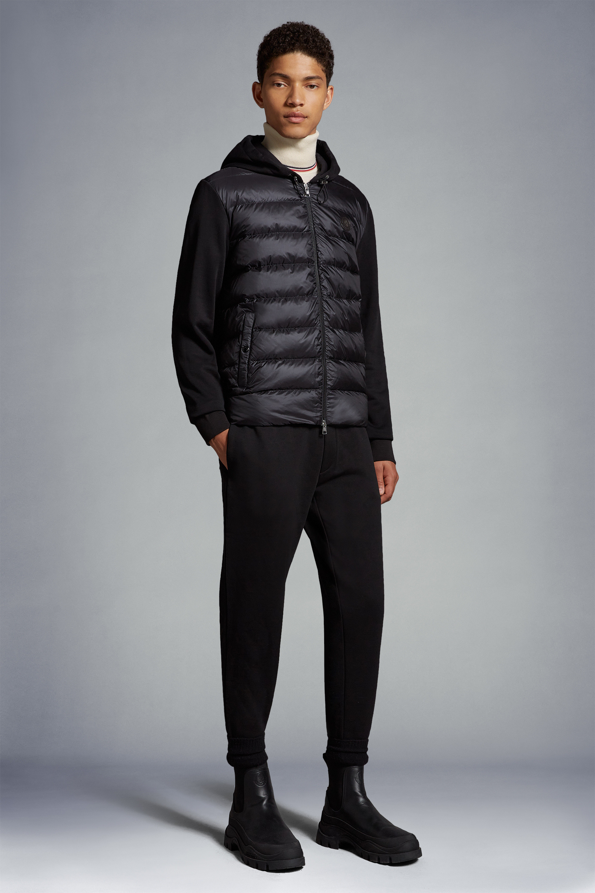 Moncler Cotton Trousers With Belt Loops And Pockets In Black
