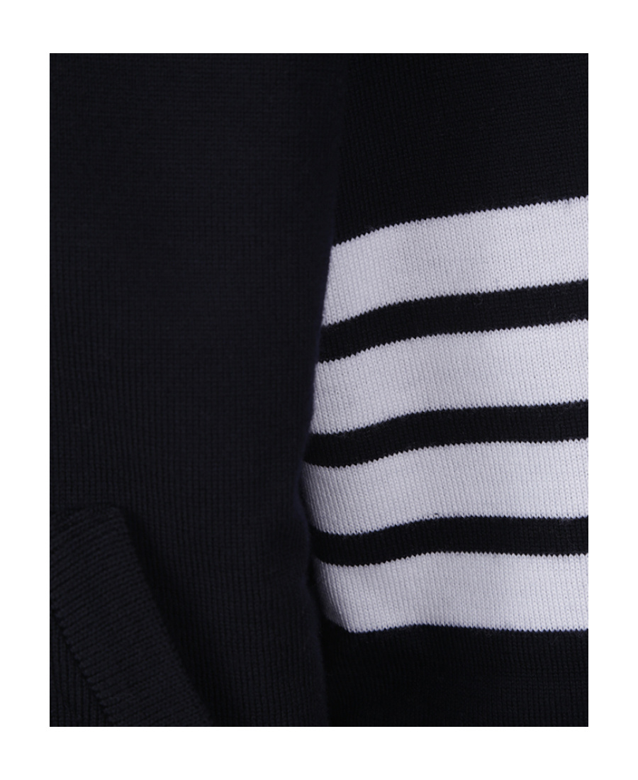 Thom Browne 4-bar Zip-up Wool Hoodie In Blue