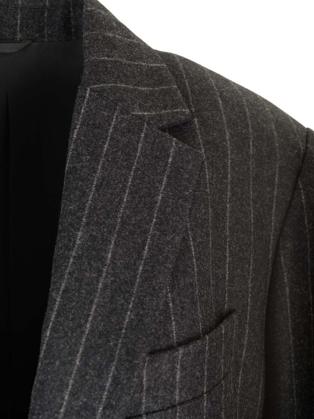 Brunello Cucinelli Pinstriped Wool Blazer In Black