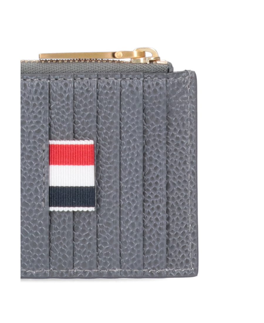Thom Browne Logo Stripe Card Bag In Gray