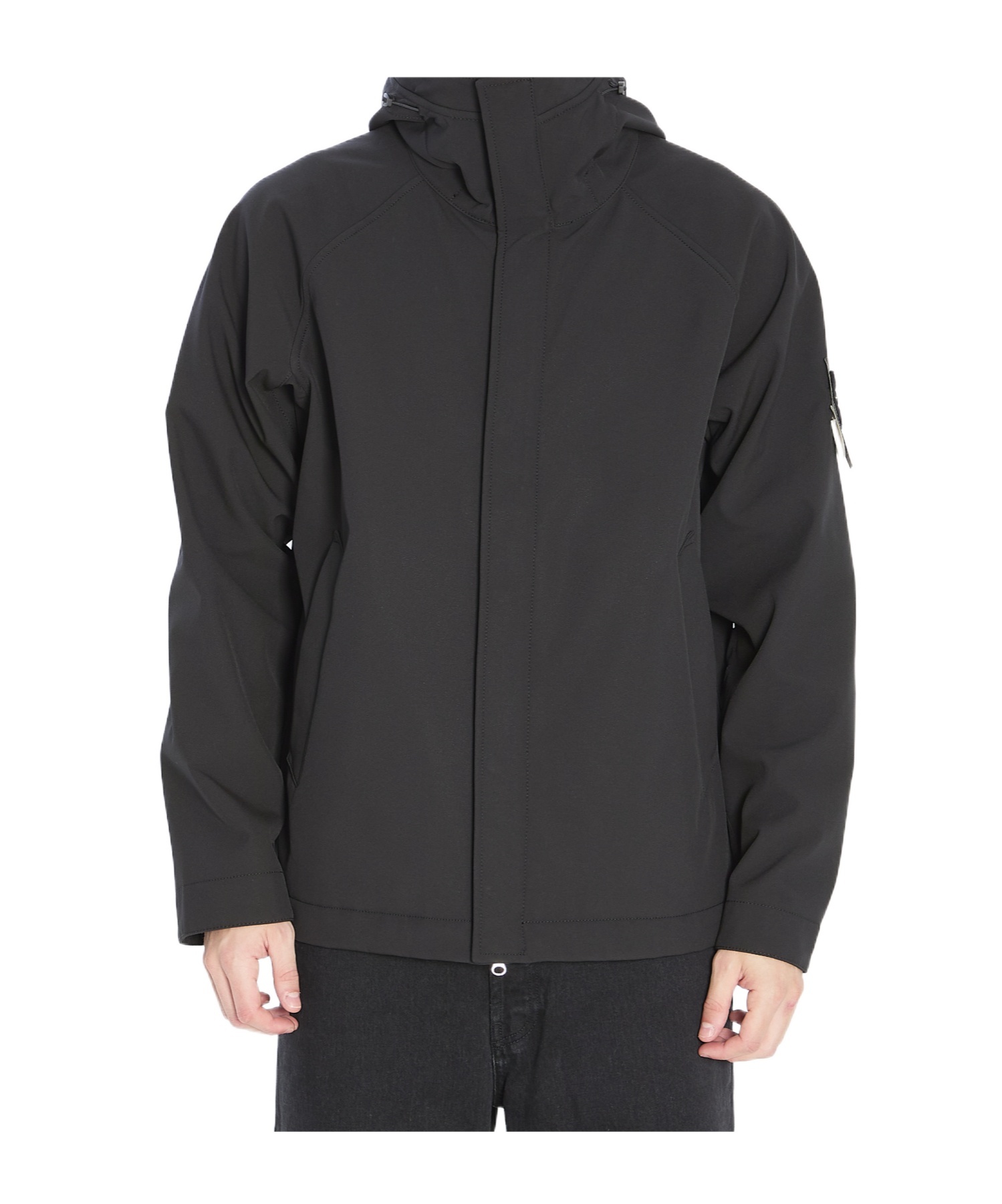 Stone Island Parka With Drawstring Hem And Hood In Black