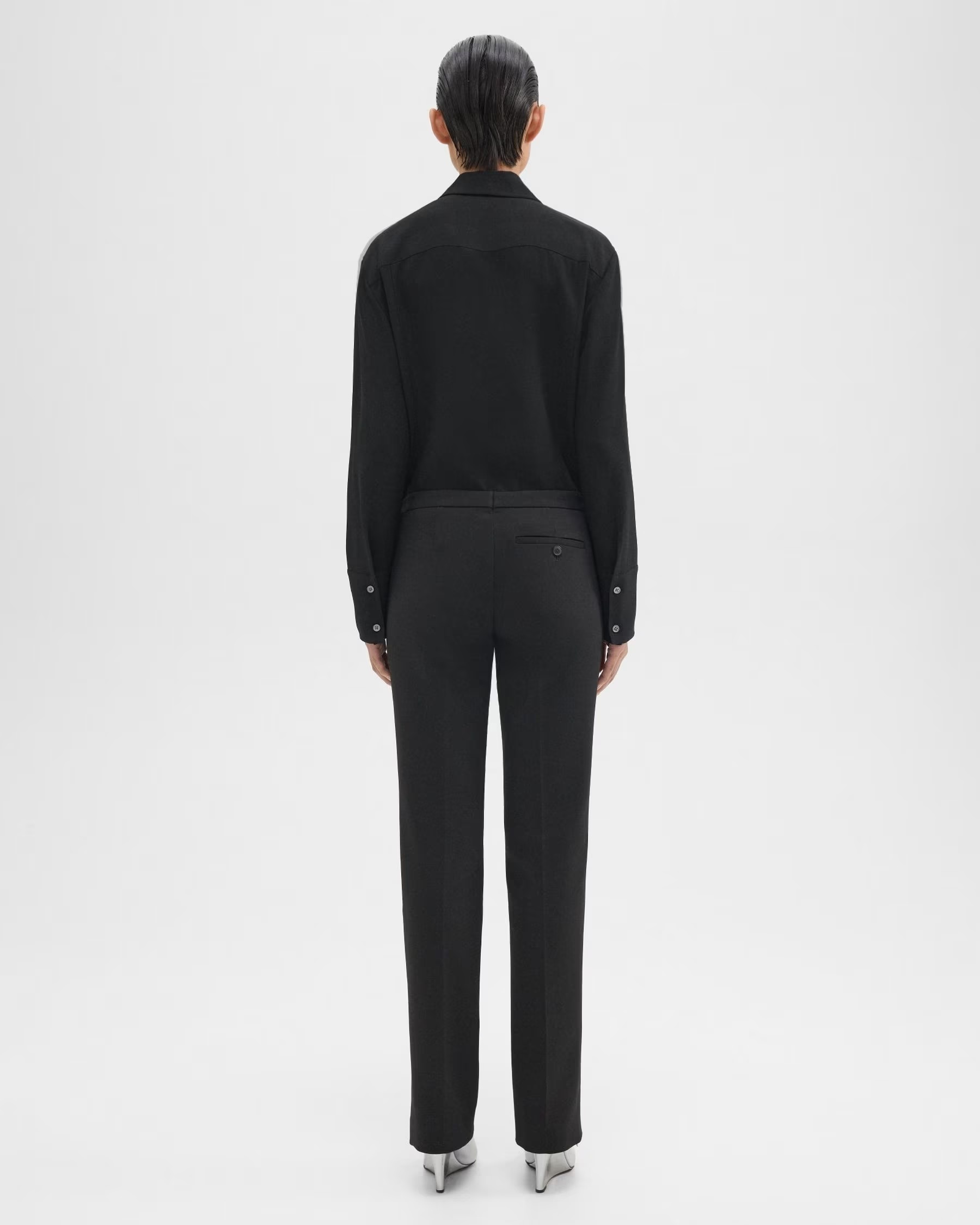 Theory Low-rise Slim-cut Trousers In White