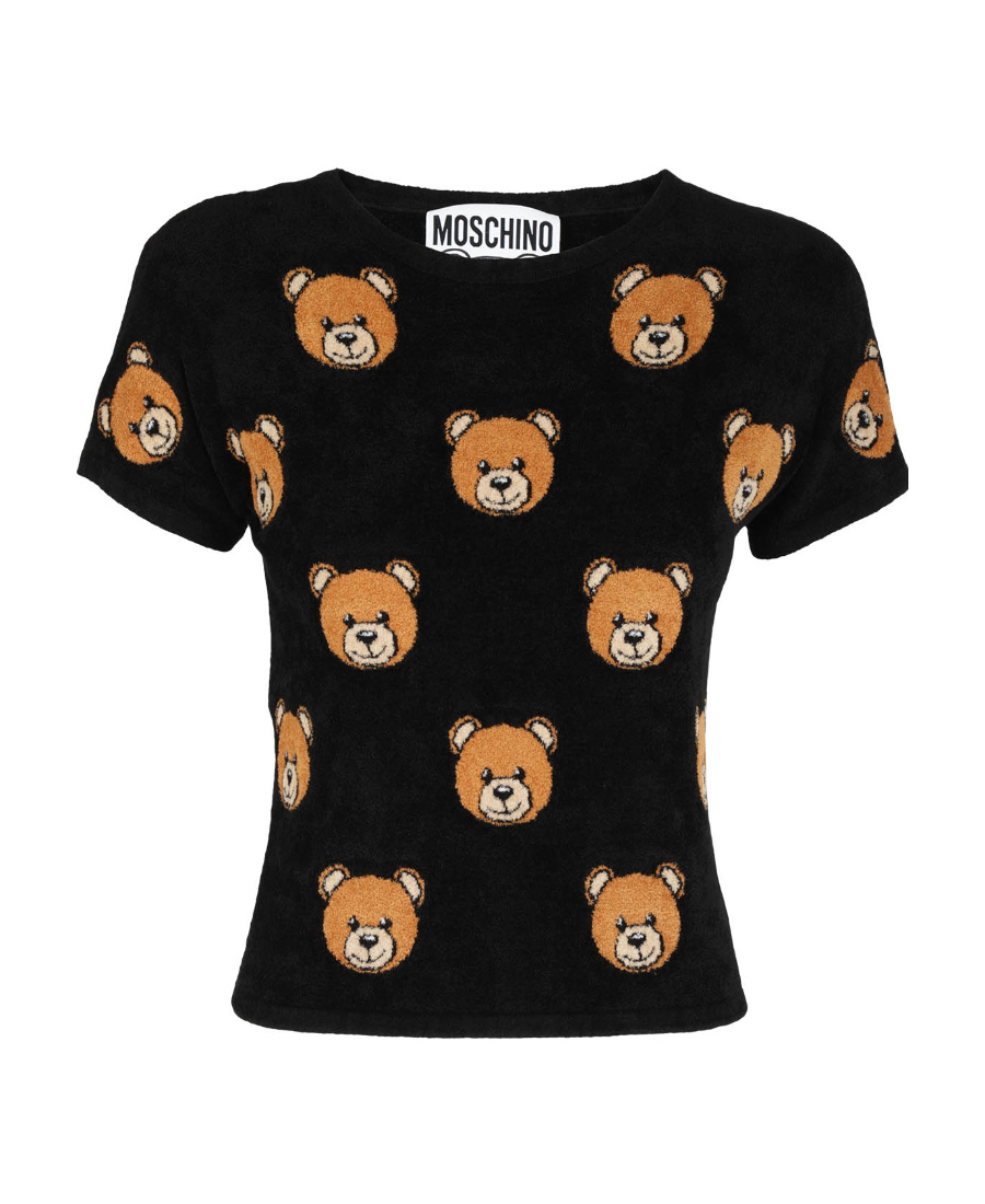 Moschino Teddy Bear-print Brushed Top In Black