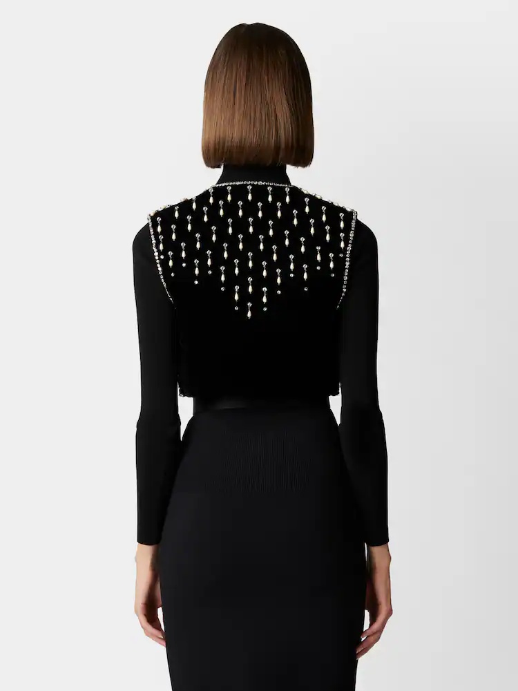 Roger Vivier Beaded Short Vest In Black