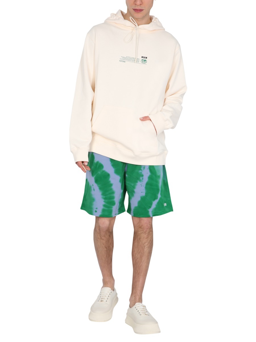 Msgm Fantastic Green Sweatshirt In White