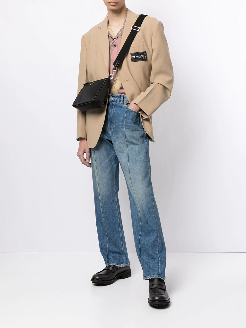 We11 Done Logo-patch Single-breasted Blazer In Nude