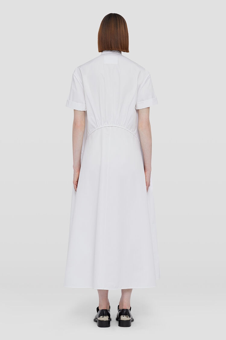 Jil Sander Button-up White Midi Dress With Relaxed Fit In White
