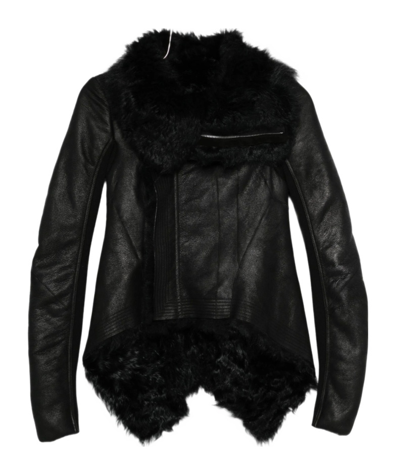 Rick Owens Fur-trimmed Leather Jacket In Black