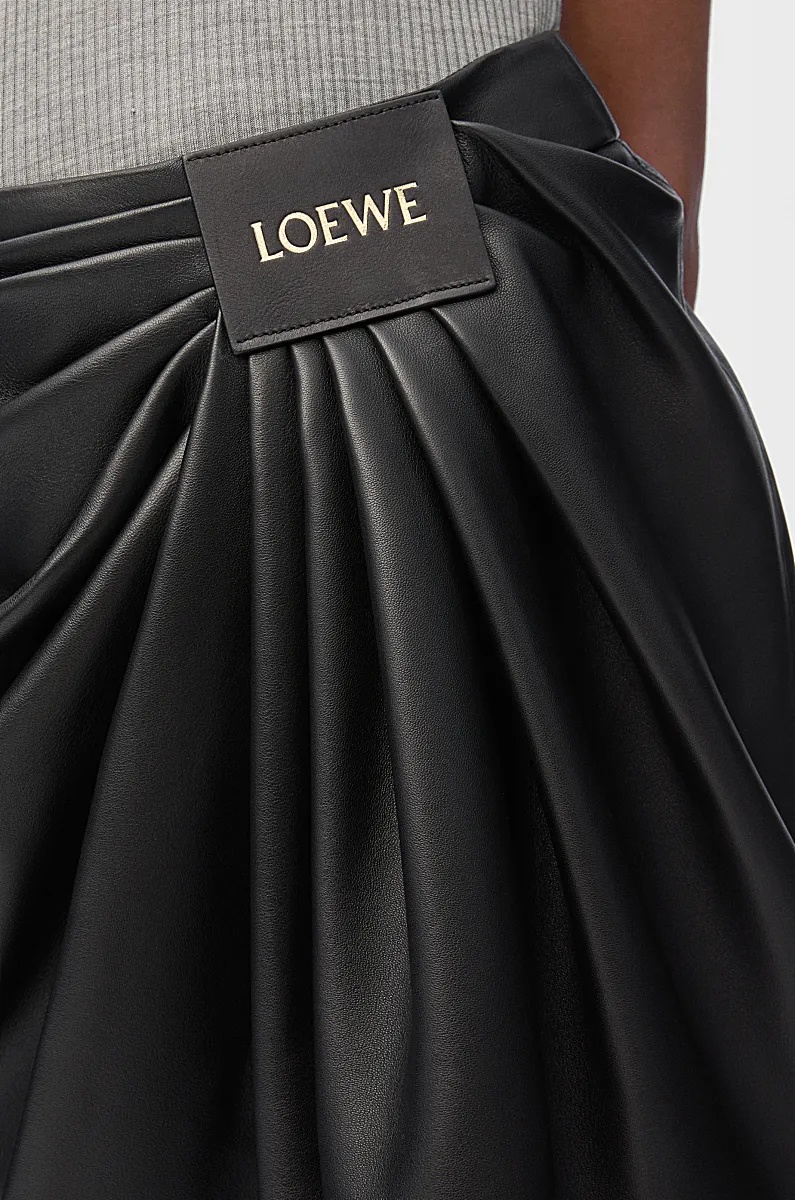 Loewe Draped Skirt In Nappa Lambskin In Black