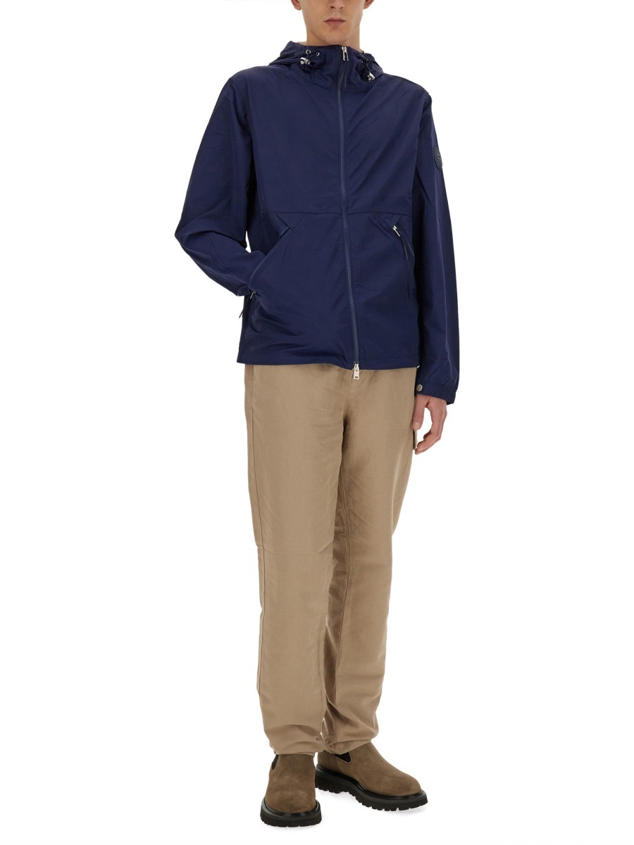 Woolrich Nylon Hooded Jacket Drawstring Adjustable In Blue