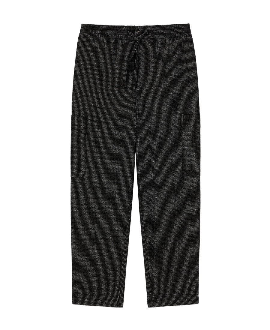 Kenzo Logo-patch Check-pattern Tapered Trousers In Black