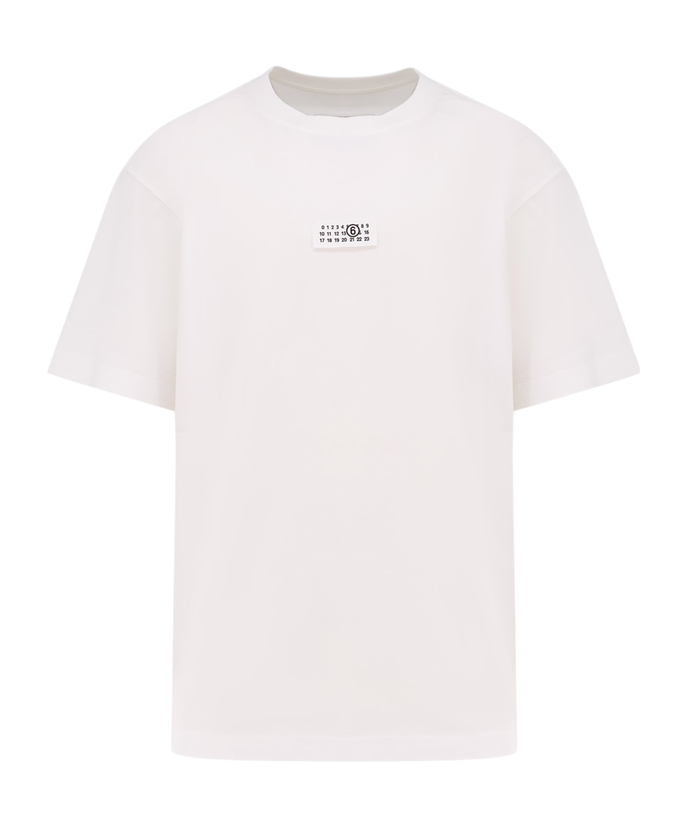 Mm6 Maison Margiela Cotton Crew-neck T-shirt With Numeric Signature Patch In White