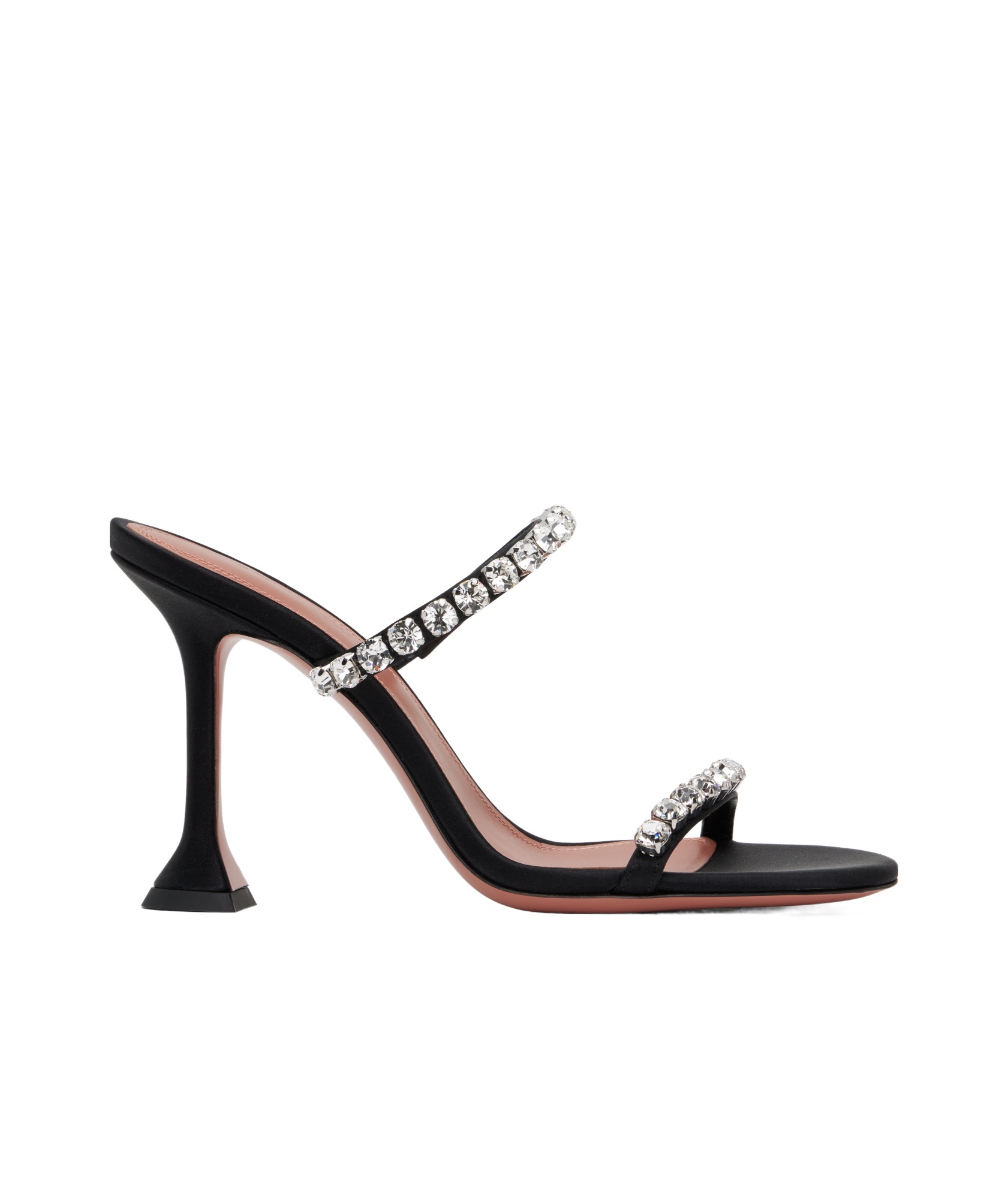 Shop Amina Muaddi Round Toe High Heel Sandals In Black