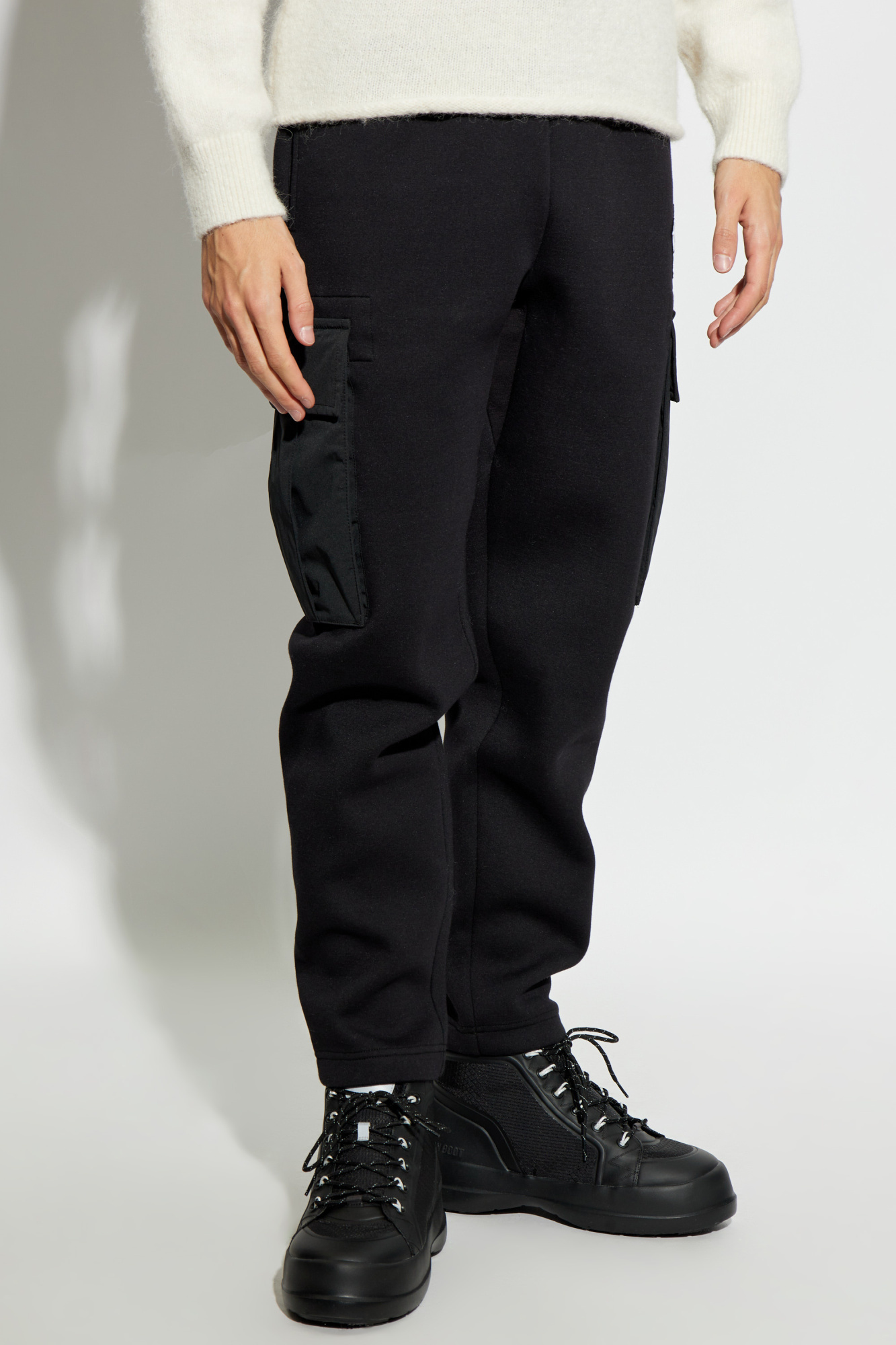 Moncler Logo Neoprene Track Pants In Black